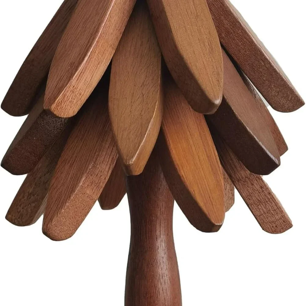 Wooden Trivets for Hot Dishes, 3 Wooden Tree-Trivet Set, Wood Coasters Like Chri